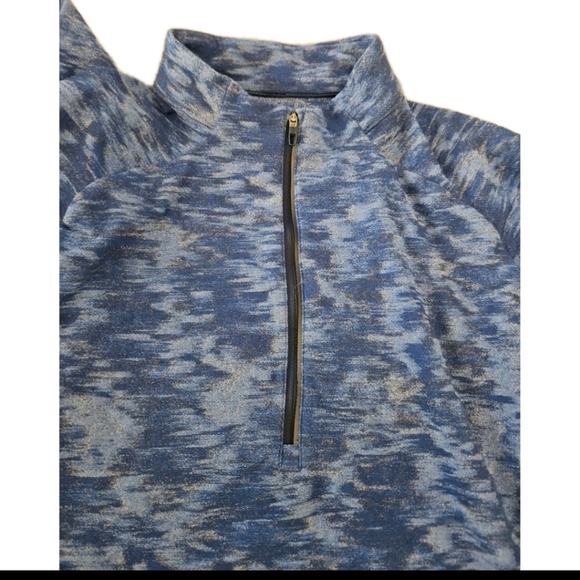 Lululemon Mens Blue Surge Warm 1/2 ZipData Rush Mini Jacquard Chambray Sweater - Picture 5 of 11